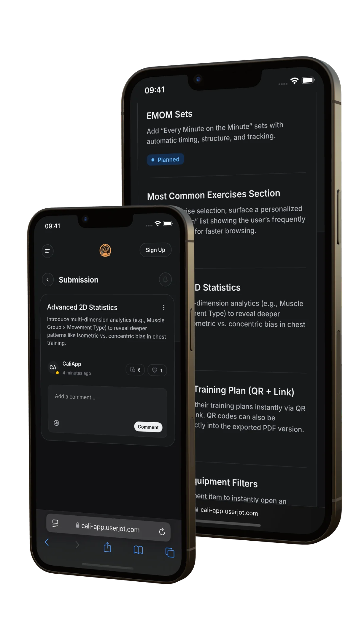 CaliApp roadmap screen